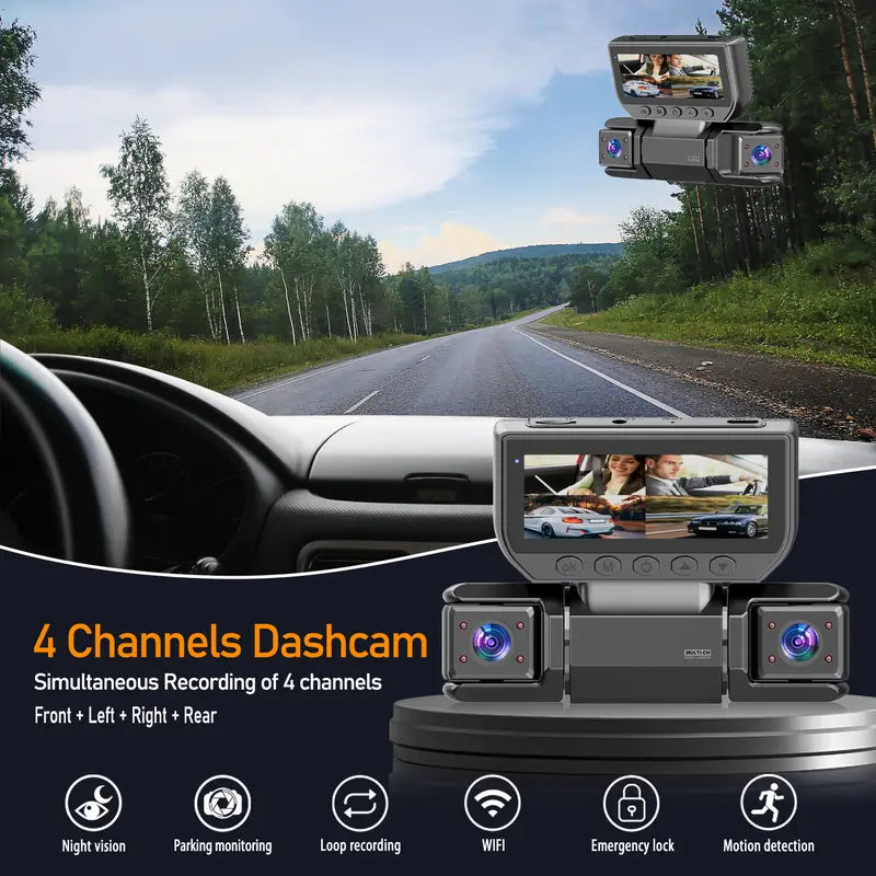 360 Degree View 4 Channel Dash Cam Front